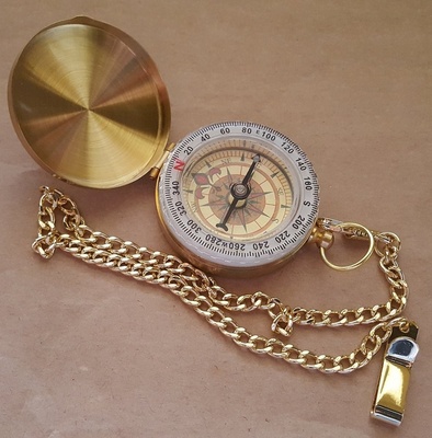 Compass - MODERN POCKET FOB CHAIN - Gold Brass