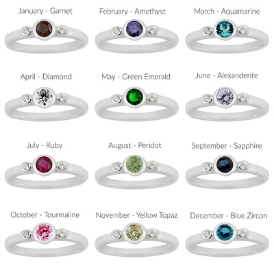 Ring - BIRTHSTONE FACETED - Sterling Silver