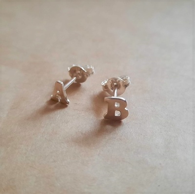 Stud Earrings - MY INITIALS - Sterling Silver or 9ct Gold