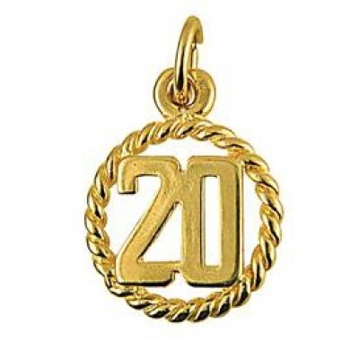 Charm - NUMBER 20 - Sterling Silver or 9ct Gold