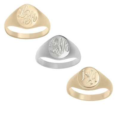 Signet Ring- CLASSIC OVAL & ROUND - Sterling Silver or 9ct Gold