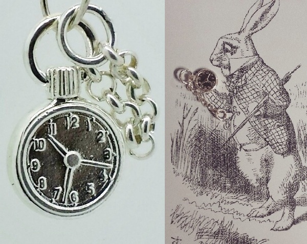 Charms of Alice in Wonderland in sterling silver or 9ct gold