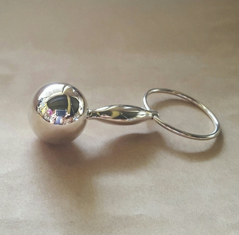 Sterling silver baby rattle not plated Harmony chimes