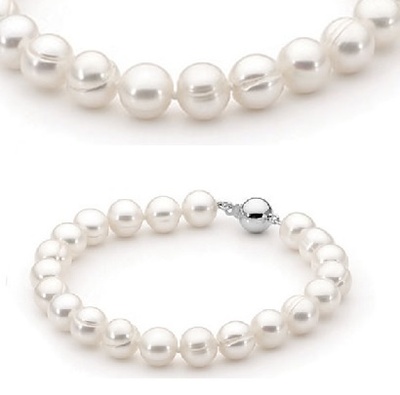 Bracelet Pearls - PERFECTLY IMPERFECT - Sterling Silver Clasp