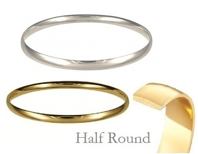 Bangle - HALF ROUND - Sterling Silver or 9ct Gold