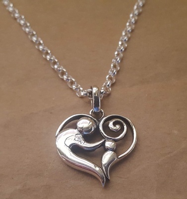 Pendant - MOTHER & CHILD HEART - Sterling Silver