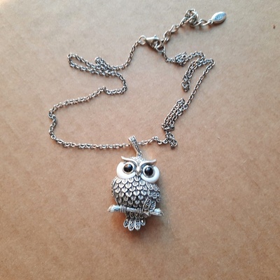 Necklace - OWL  - Sterling Silver & Marcasite