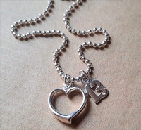 Open Heart Charm rounded shape for pendant or bracelet, sterling silver ...