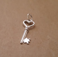 Tiny heart key pendant charm in silver or 9ct yellow, rose or white ...