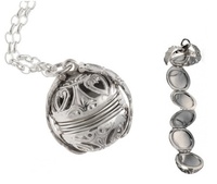 Photo or Memory Ball lockets in sterling silver with chain necklace ...