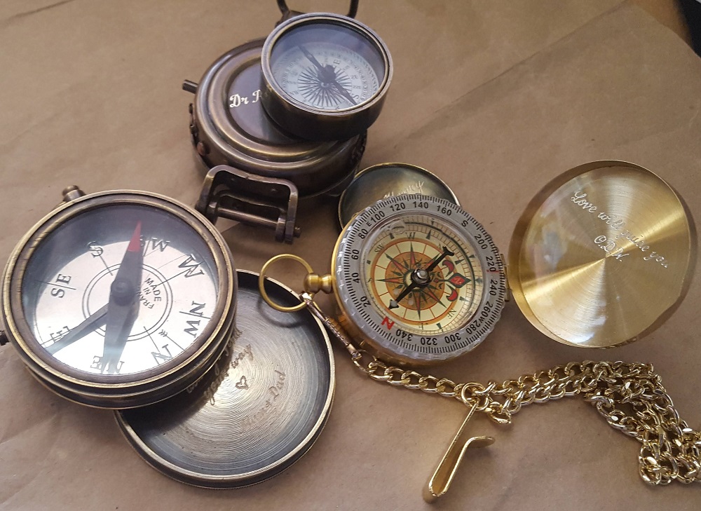engraved personalised compasses