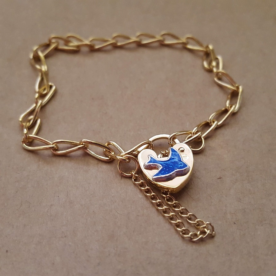 bluebird gold padlock bracelet