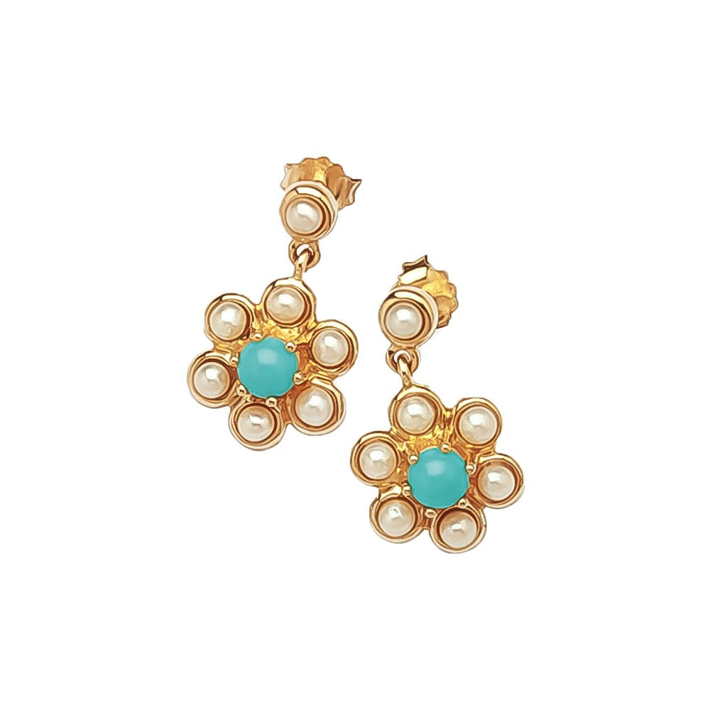 Turquoise seed pearl earrings